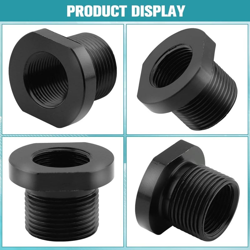 Ranjaner 3Pcs Thread Adapters with Metal Washers, 1/2x28 to 5/8x24 Thread Adapter Aluminium Alloy, Oil Filter Adapter 1/2-28 Thread Protector Black Oxide Finish - Image 3